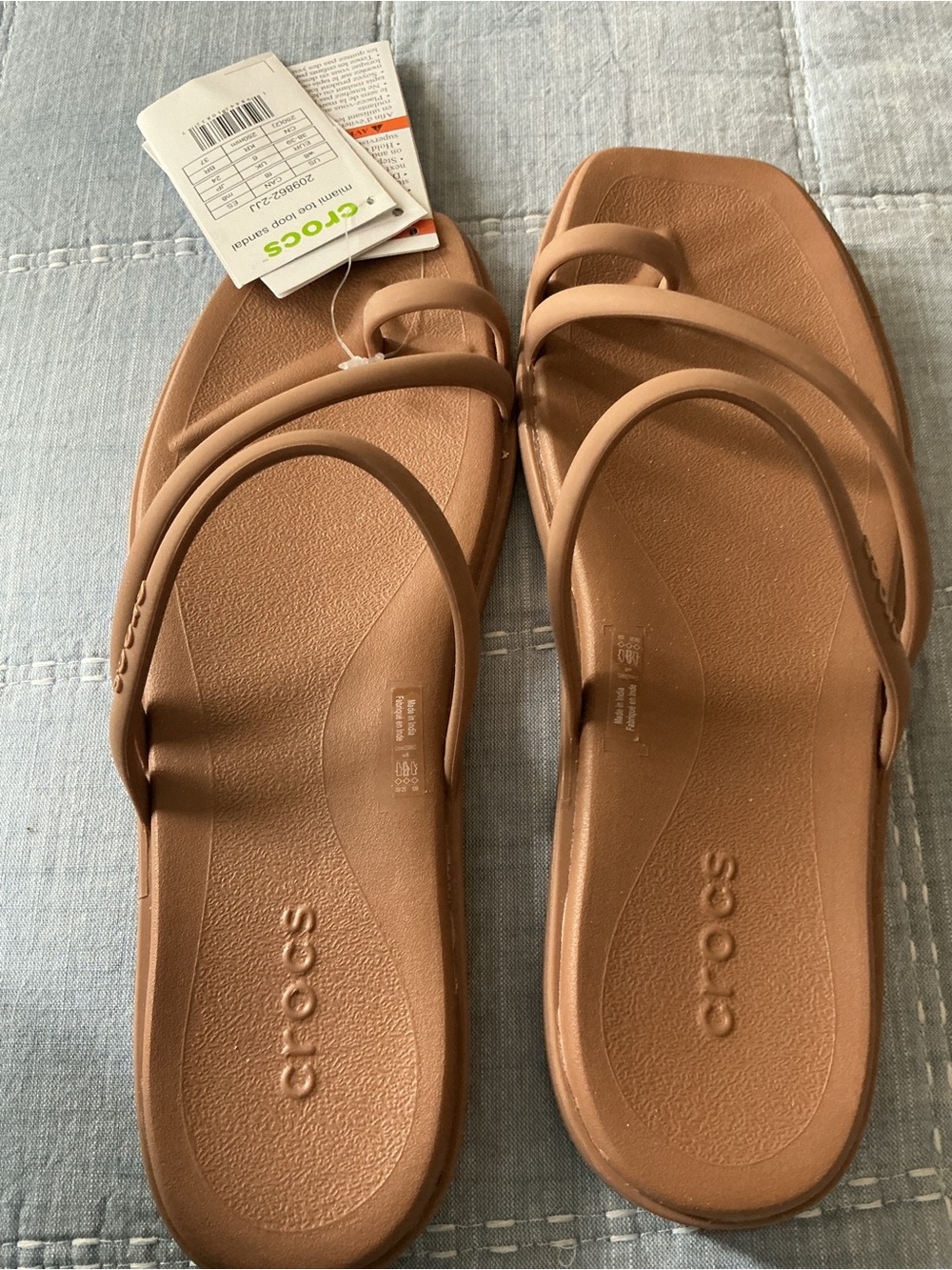 CROCS Women’s Triple-Strap Slide Sandals in Brown